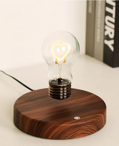 MOOCCI Levitating Bulb Lamp Magnetic Floating Light Desk Lamp Night Light, 360 Degree Wireless Automatic Rotating Light for Gifts Home Office Decor Desk Tech Toys (Round-Heart Bulb) in Kuwait
