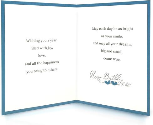 Heartfelt Birthday Card – Elegant Blue Design with Silver Hearts, “To a Truly Wonderful Person" Cover, Pre-Written Heartfelt Happy Birthday 3-Part Wishes, 8.3 x 5.8 Inches in Kuwait