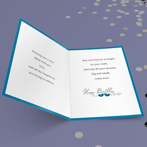 Heartfelt Birthday Card – Elegant Blue Design with Silver Hearts, “To a Truly Wonderful Person" Cover, Pre-Written Heartfelt Happy Birthday 3-Part Wishes, 8.3 x 5.8 Inches in Kuwait