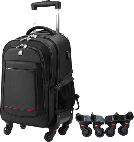 StarCloud 45L Rolling Backpack for 17.3" Laptop - 22x14x9", Water-Resistant Luggage with 4 Extra Wheels, Roller Travel Laptop Backpack for Business, Wheeled Backpack for Travel and Commuting in Kuwait