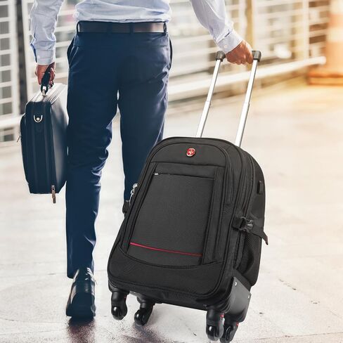 StarCloud 45L Rolling Backpack for 17.3" Laptop - 22x14x9", Water-Resistant Luggage with 4 Extra Wheels, Roller Travel Laptop Backpack for Business, Wheeled Backpack for Travel and Commuting in Kuwait