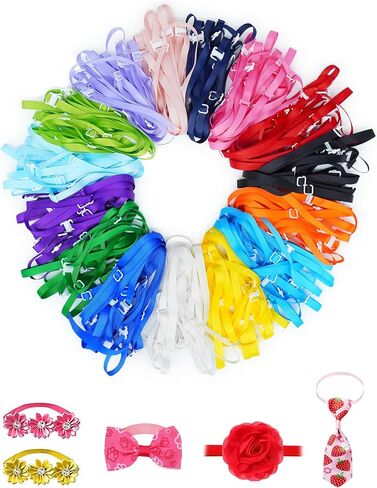 PET SHOW 150 Pack Dog Bow Tie Straps DIY Extension Strap with Adjustable Buckles 15 Colors Available Suitable for Almost All Types of Dog Bow Ties Cat Pets Neckties Accessories with Clips in Kuwait