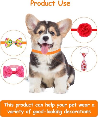 PET SHOW 150 Pack Dog Bow Tie Straps DIY Extension Strap with Adjustable Buckles 15 Colors Available Suitable for Almost All Types of Dog Bow Ties Cat Pets Neckties Accessories with Clips in Kuwait