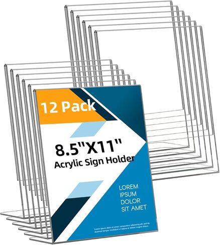 12 حزمة علامة علامة أكريليك 8.5x11 بوصة ، وقصة شاشة ورق بلاستيكية صافية ، حامل القائمة الرأسية على شكل حرف L ، مصورة صافية معرض النشرة in Saudi Arabia