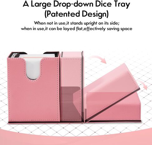 Patented MTG Commander Deck Box with Display Window, MTG Deck Box Holds 100+ Double-sleeved Cards with Dice Tray, EDH Deckbox Fits for Magic Commander TCG Cards, Pink & Black in Saudi Arabia