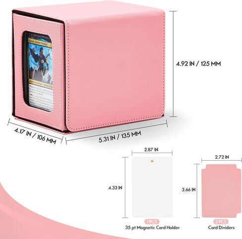 Patented MTG Commander Deck Box with Display Window, MTG Deck Box Holds 100+ Double-sleeved Cards with Dice Tray, EDH Deckbox Fits for Magic Commander TCG Cards, Pink & Black in Saudi Arabia