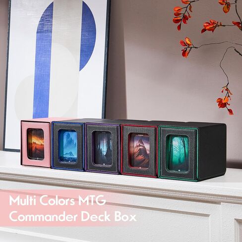 Patented MTG Commander Deck Box with Display Window, MTG Deck Box Holds 100+ Double-sleeved Cards with Dice Tray, EDH Deckbox Fits for Magic Commander TCG Cards, Pink & Black in Saudi Arabia