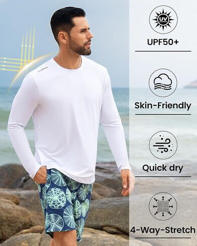 ملاك موسم القمصان الطفح الجلدي للرجال طويلة الأكمام الصيفية شمس شمس upf 50 Quick Dry Gray Phaterproof Swim Shirt في الهواء الطلق. in Kuwait
