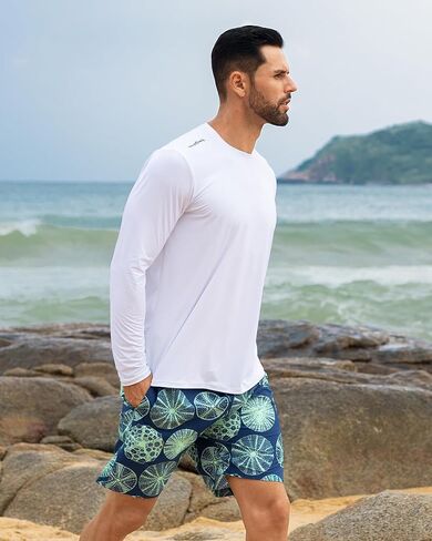 ملاك موسم القمصان الطفح الجلدي للرجال طويلة الأكمام الصيفية شمس شمس upf 50 Quick Dry Gray Phaterproof Swim Shirt في الهواء الطلق. in Kuwait