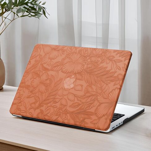 DTangLsm for MacBook Pro 13 inch Case M2 2024 2023 2022-2016 A2338 M1 A2289 A2251 A2159 A1989 A1706 A1708 Texture Leather MacBook Pro Case Plastic Hard Shell Case&Keyboard Cover, Green Embossed Floral in Kuwait