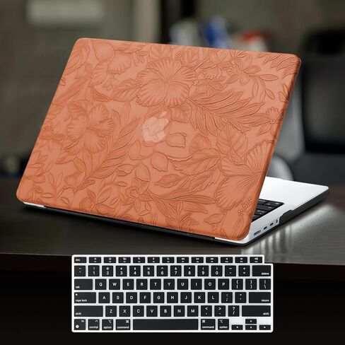 DTangLsm for MacBook Pro 13 inch Case M2 2024 2023 2022-2016 A2338 M1 A2289 A2251 A2159 A1989 A1706 A1708 Texture Leather MacBook Pro Case Plastic Hard Shell Case&Keyboard Cover, Green Embossed Floral in Kuwait
