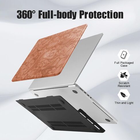 DTangLsm for MacBook Pro 13 inch Case M2 2024 2023 2022-2016 A2338 M1 A2289 A2251 A2159 A1989 A1706 A1708 Texture Leather MacBook Pro Case Plastic Hard Shell Case&Keyboard Cover, Green Embossed Floral in Kuwait