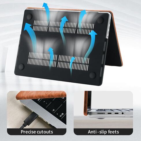 DTangLsm for MacBook Pro 13 inch Case M2 2024 2023 2022-2016 A2338 M1 A2289 A2251 A2159 A1989 A1706 A1708 Texture Leather MacBook Pro Case Plastic Hard Shell Case&Keyboard Cover, Green Embossed Floral in Kuwait