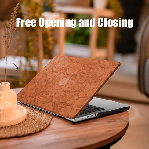DTangLsm for MacBook Pro 13 inch Case M2 2024 2023 2022-2016 A2338 M1 A2289 A2251 A2159 A1989 A1706 A1708 Texture Leather MacBook Pro Case Plastic Hard Shell Case&Keyboard Cover, Green Embossed Floral in Kuwait