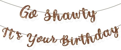 Go Shawty It's Your Birthday Banner 7.2 Feet Pre-Strung Glitter Hip Hop Theme Glitter Happy Birthday Banner for Men and Women Rap Theme Party Decorations Sign Gift(Red) in Saudi Arabia