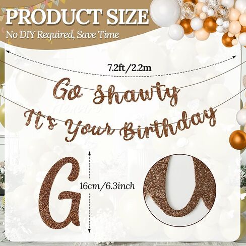 Go Shawty It's Your Birthday Banner 7.2 Feet Pre-Strung Glitter Hip Hop Theme Glitter Happy Birthday Banner for Men and Women Rap Theme Party Decorations Sign Gift(Red) in Saudi Arabia