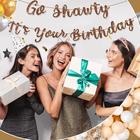 Go Shawty It's Your Birthday Banner 7.2 Feet Pre-Strung Glitter Hip Hop Theme Glitter Happy Birthday Banner for Men and Women Rap Theme Party Decorations Sign Gift(Red) in Saudi Arabia