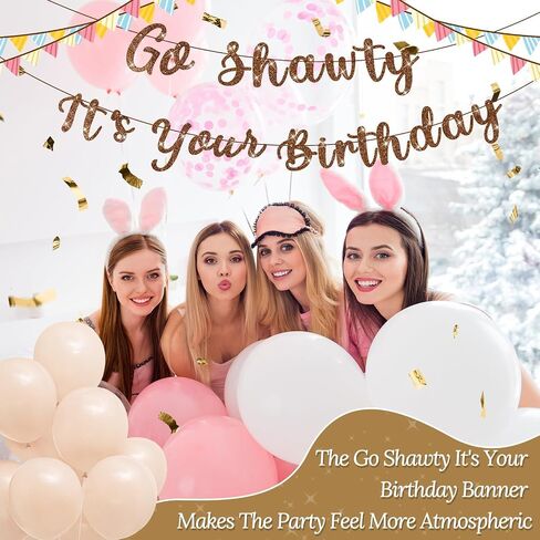 Go Shawty It's Your Birthday Banner 7.2 Feet Pre-Strung Glitter Hip Hop Theme Glitter Happy Birthday Banner for Men and Women Rap Theme Party Decorations Sign Gift(Red) in Saudi Arabia