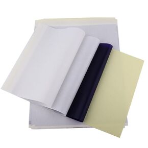 ورق yilong tattoom stencl paper 50pcs نقل ورق 3 طبقات من ورق الاستنسل الحراري بحجم A4 مناسبة لطابعة stencl ATS886 (8.5x11 ") ، 50pcs
