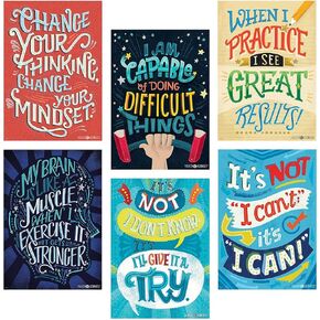 Creative Teaching Press CTP Positive Mindset Poster Pack, Classroom Decorations, Six Pieces 5692-CK