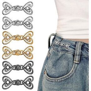 ZZXLLRO 51Pcs Pant Waist Tightener, Butterfly Jeans Buttons for Loose Jeans, Adjustable & Detachable Crystal Pants Clips for Waist, No Sew Button for Jeans to Make Smaller