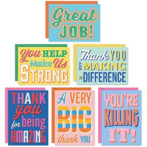 S&O Employee Appreciation Cards with Pop Color Envelopes - Boxed decor sheets for Handwritten Notes, Set of 24 Staff thank you Cards, Employee Thank You notecards for Team Appreciation