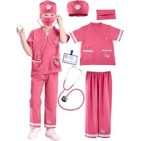 6 Pcs Kids Animal Doctor Costume Set Veterinary Dress Up Clothing for Kids Career Day Halloween Birthday Role Cosplay