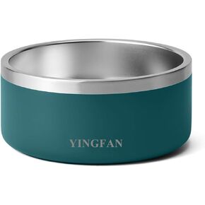 YINGFAN Stainless Steel Dog Bowls | Non-Slip Dog Food and Water Bowl | 6.4 x 3 Inch (32 oz) | BPA-Free | Easy to Clean | Black