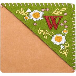 PATIKIL Personalized Embroidered Corner Bookmark, Cute Flower Felt Stitched Triangle Book Mark Page Marker for Women Men Book Lovers Teachers, Green, Letter N