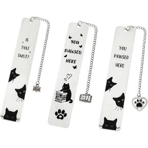Cat Bookmarks for Women, 3pcs Set Animal Book Markers Boo Basket Stuffers for Cat Lover, Cute Kitten Bookmarks for Book Lovers, Best Friend Birthday Gifts Bookworm Bookish Reading Gifts (3PCS A)