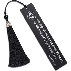 DYJYBMY Friends Will Leave Footprints on Your Heart ,Metal Bookmark, Engraved Bookmark, Teacher Gift, Book Club Gifts, Going Away Goodbye Gift for Best Friends Sisters