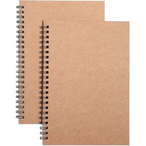 Spiral Notebooks, Blank notebook,Unlined notebook, Drawing Notebook，Wirebound Notepads 100 Pages (50 Sheets), 8.3" x 5.7", 2 Pcs