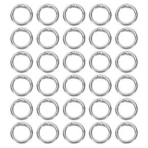 uxcell 30 Pcs Trigger Spring O Rings, 3/4"(19mm) Round Key Ring Clips Snap Buckle Zinc Alloy Trigger Rings for Keyring Buckle Handbag Purses Bags Wallets, Bright Silver