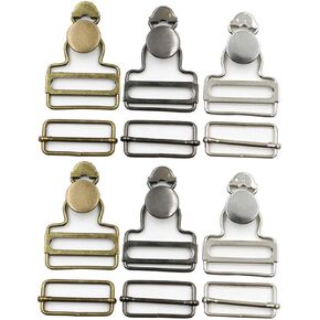 6 Sets Overall Buckles Metal Suspender Replacement Buckles with Rectangle Buckle Slider and No-Sew Buttons for Overalls Bib Pants Trousers Jeans (32 MM)