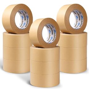 16 Pack Brown Paper Packing Tape, Kraft Paper Tape Bulk 2" x 55 Yardx 7 mil Gummed Tape for Marking, Sealing Box, Masking, Shipping, Strong Adhesive Easy-to-Tear Waterproof Tape