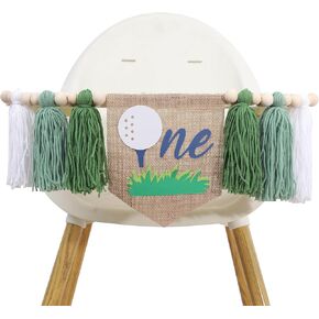 Hole In One 1st Birthday High Chair Banner - Golf First Birthday Decoration,Golf One Tassel High Chair Banner,Sports Themed Cake Smash Photo Props,Highchair First Birthday Golf Banner