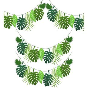 Tropical Leaf Banner Hawaii Luau Party Leaves Garland Summer Beach Theme Wedding Birthday Party Decor (2)