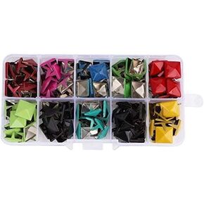 Kooingtech 100pcs دبوسات 12 مم للملابس ، أزرار الهرم المسامير البانك ، أزرار الملابس الملونة ، أزرار النسيج للملابس ، المسامير ذات الألوان العشوائية ، تزيين الهرم المربع.
