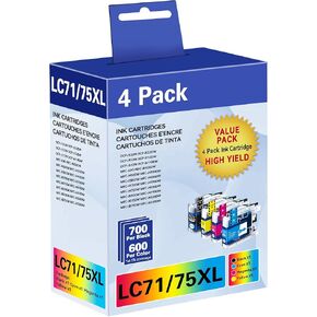 LC71 LC75 LC79 High Yield Compatible Ink Cartridge Replacement for Brother LC75 LC71 LC79 XL Work with MFC-J6510DW MFC-J6710DW MFC-J6910DW MFC-J280W (Black, Cyan, Magenta, Yellow)