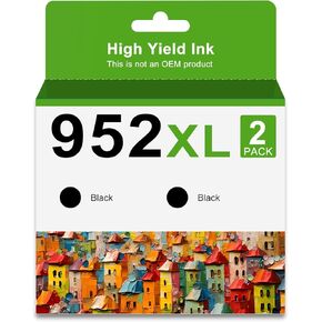 Ankink Compatible Black Ink Cartridges Compatible for HP 952xl 952 XL for Officejet Pro 8710 7740 8720 8702 8210 7720 8715 8730 8740 8216 8725 Printers (Black 2-Pack)