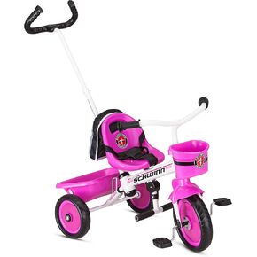 Schwinn Easy Steer Bike for Toddler, Kids Tricycle with Removable Push handle, Steel Trike Frame, Boys and Girls Ages 2-4 Year Old, Red/White, 8"