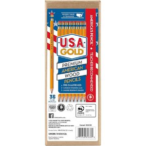 Rose Art U.S.A. Gold Pre-Sharpened American Wood Cased #2 HB Yellow Pencils, 36 Pack