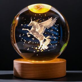 3D Crystal Ball Night Light,80MM Animals Glass Ball Night Lamp with Woodern Base,Decorations Gifts for Men,Women,Kids,Boys,Girls,Teens (Dolphin) in Saudi Arabia