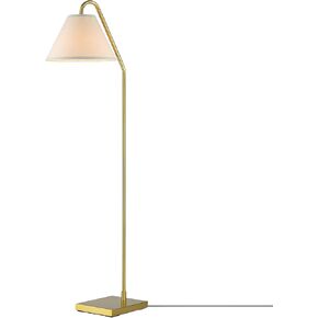 Globe Electric 61000147 62" Floor Lamp, Matte Brass, Beige Fabric Shade, On/Off Rotary Switch on Socket, 6-Foot Clear Cord, Reading Light, Bedroom, Living Room, Home Decor
