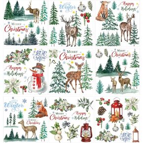 TecUnite 9 Sheets Christmas Rub on Transfers for Crafts and Furniture Xmas Rub on Transfers Stickers Vintage Merry Christmas Rub on Stickers for Home Scrapbook DIY Crafts 5.5 x 5.7 Inch(Nutcracker)