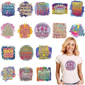 Dtf Transfers Ready to Press - 16 Pcs Funny Iron on Transfers for T-Shirts Sarcastic Vinyl Stickers Humorous Heat Transfer Patches Decals for Clothes Bag Pillow DIY Fabric Decor