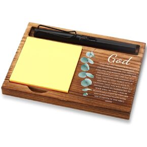 Office Baptism Gift for Women, Christian Gift for Women, Sobriety Gift for Women, Serenity Prayer Gift for Women, Wooden Sticky Note Holder With Inspirational Quotes,16.5 x 12 x 1.5 cm,XXN46