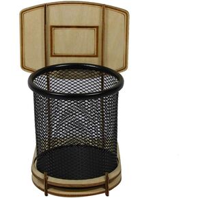 NUOBESTY Basketball Pencil Pen Holder Basketball Hoop Metal Pen Holder Mesh Pencil Holder for Desk Office Pen Organizer