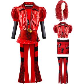 Red Costume for Girls - Rise Red Costume Includes Heart Shirt Jacket Pants Set Party Dress up for Kids 4-14Y