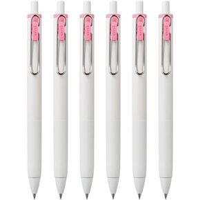 Uniball One Retractable Gel Pens, 0.5mm Micro Point, Light Pink Ink, 6 Count